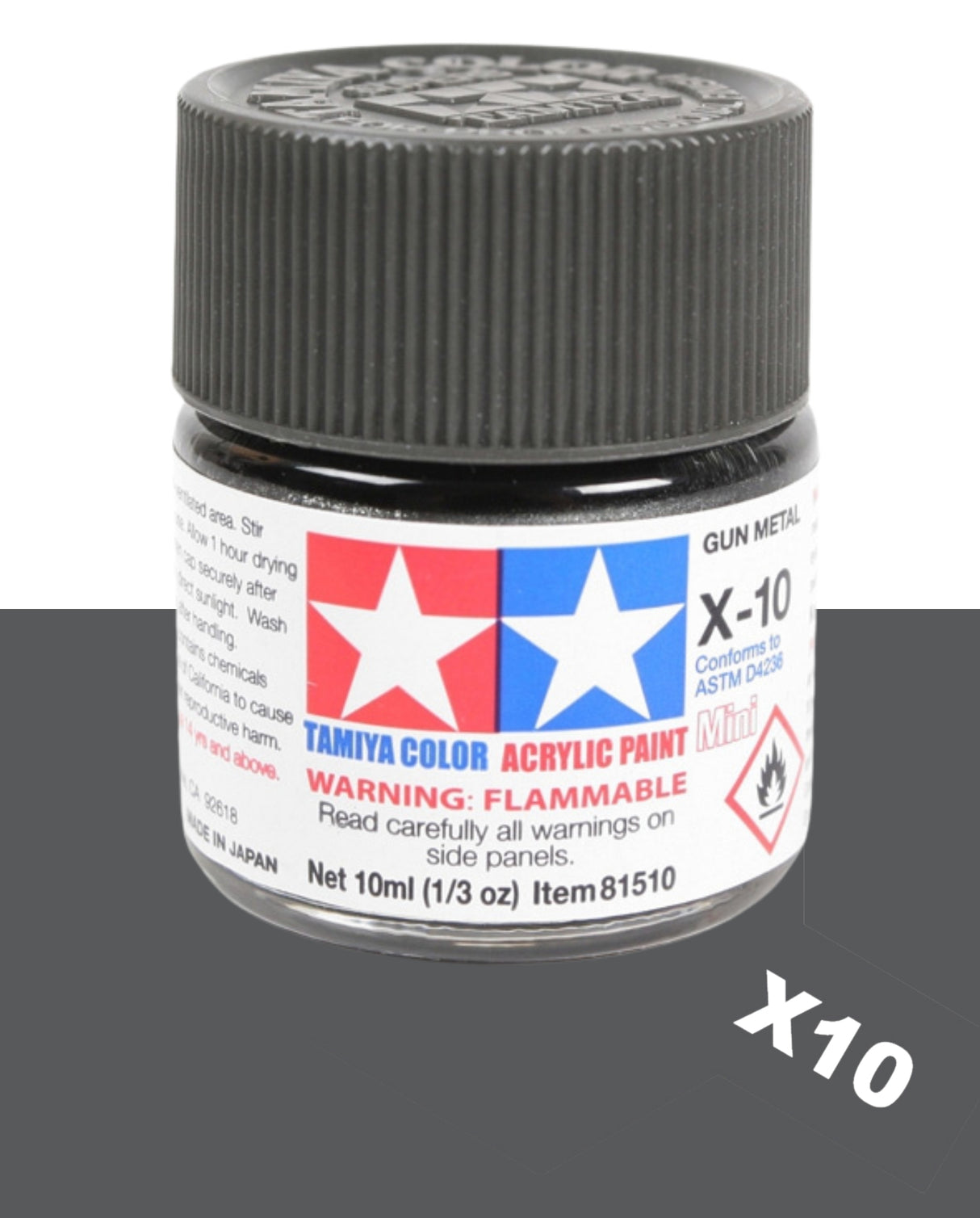 Tamiya Acrylic Paint Mini 10ml : X10 Gun Metal