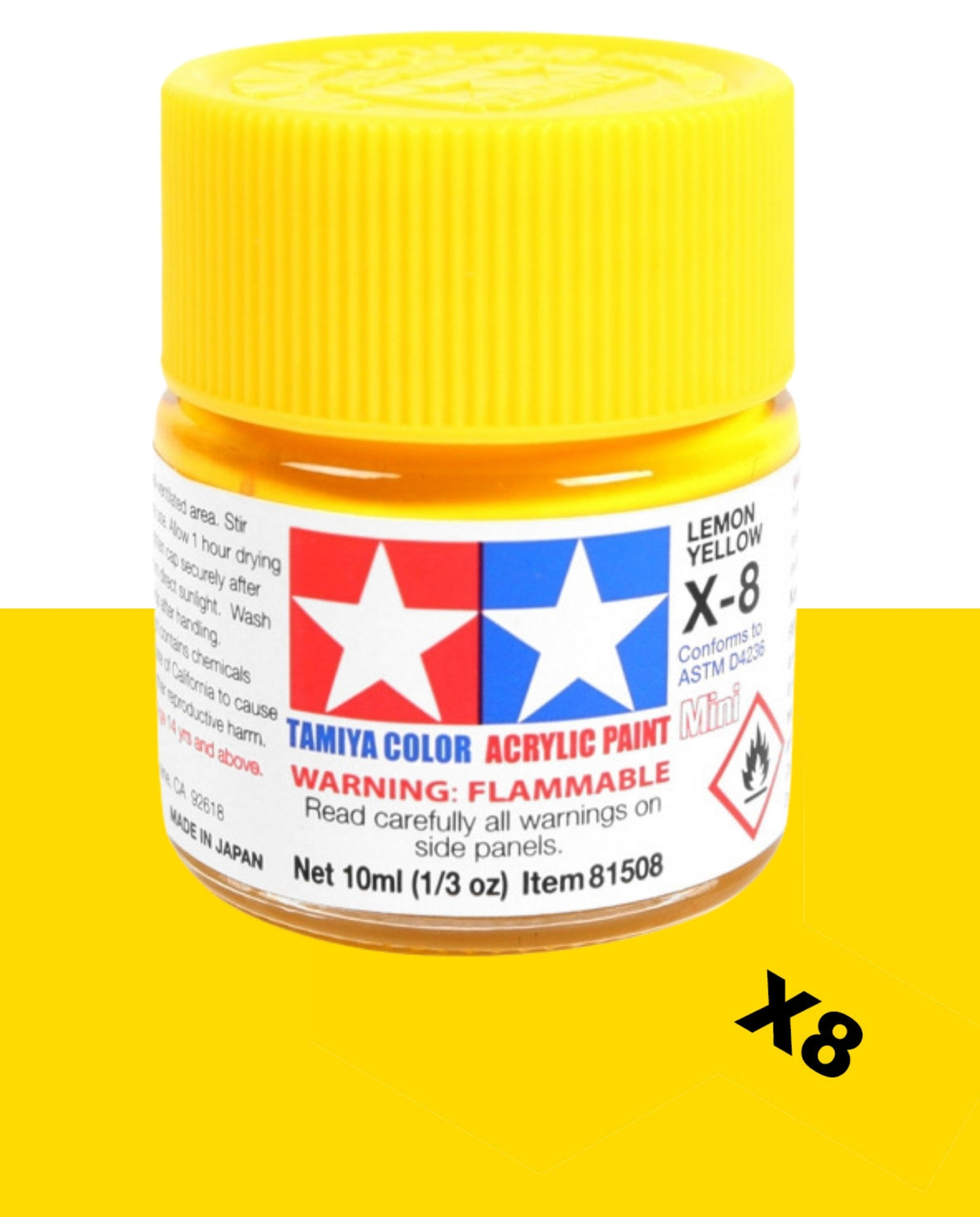 Tamiya Acrylic Paint Mini 10ml : X8 Lemon Yellow