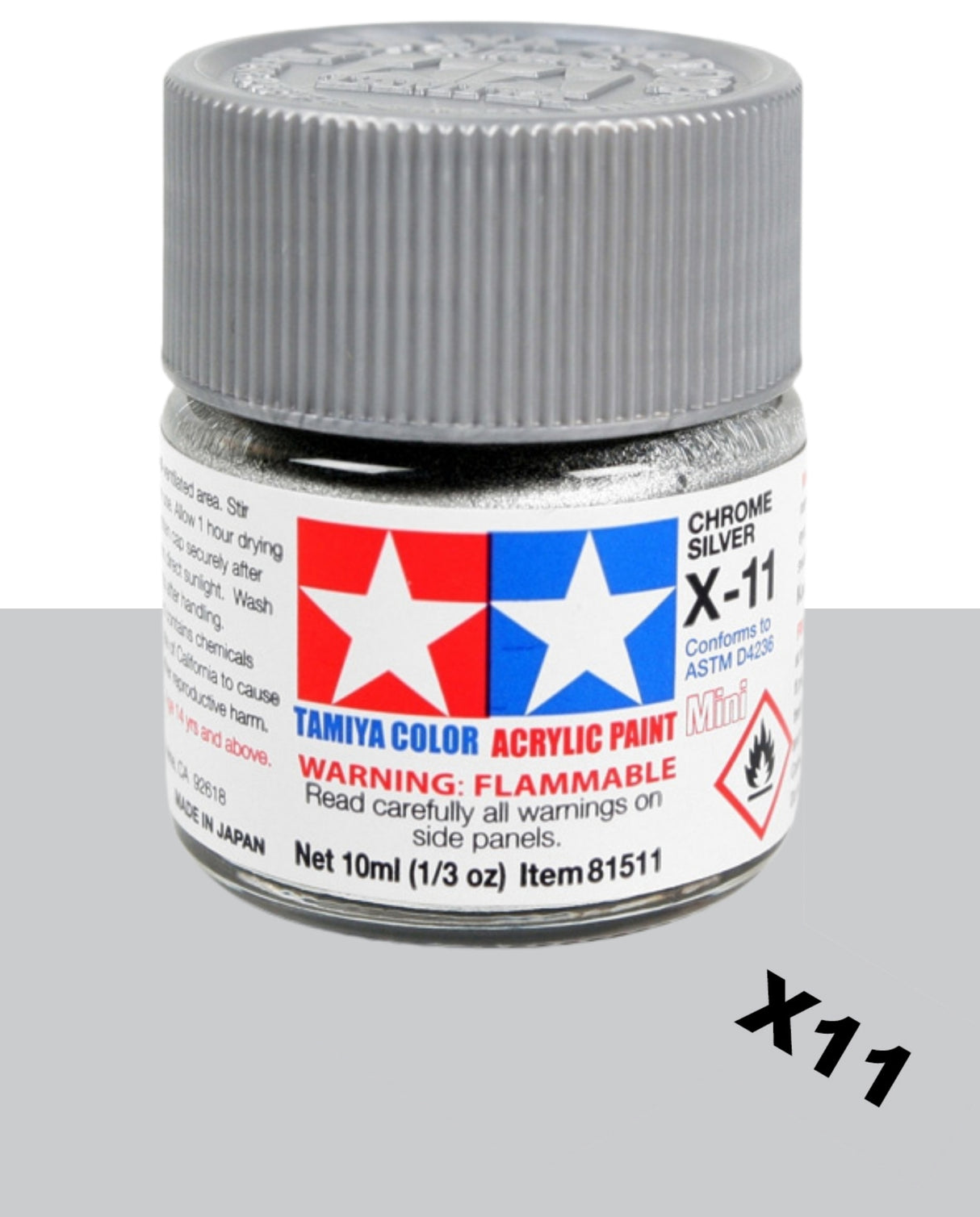 Tamiya Acrylic Paint Mini 10ml : XF11 Chrome Silver