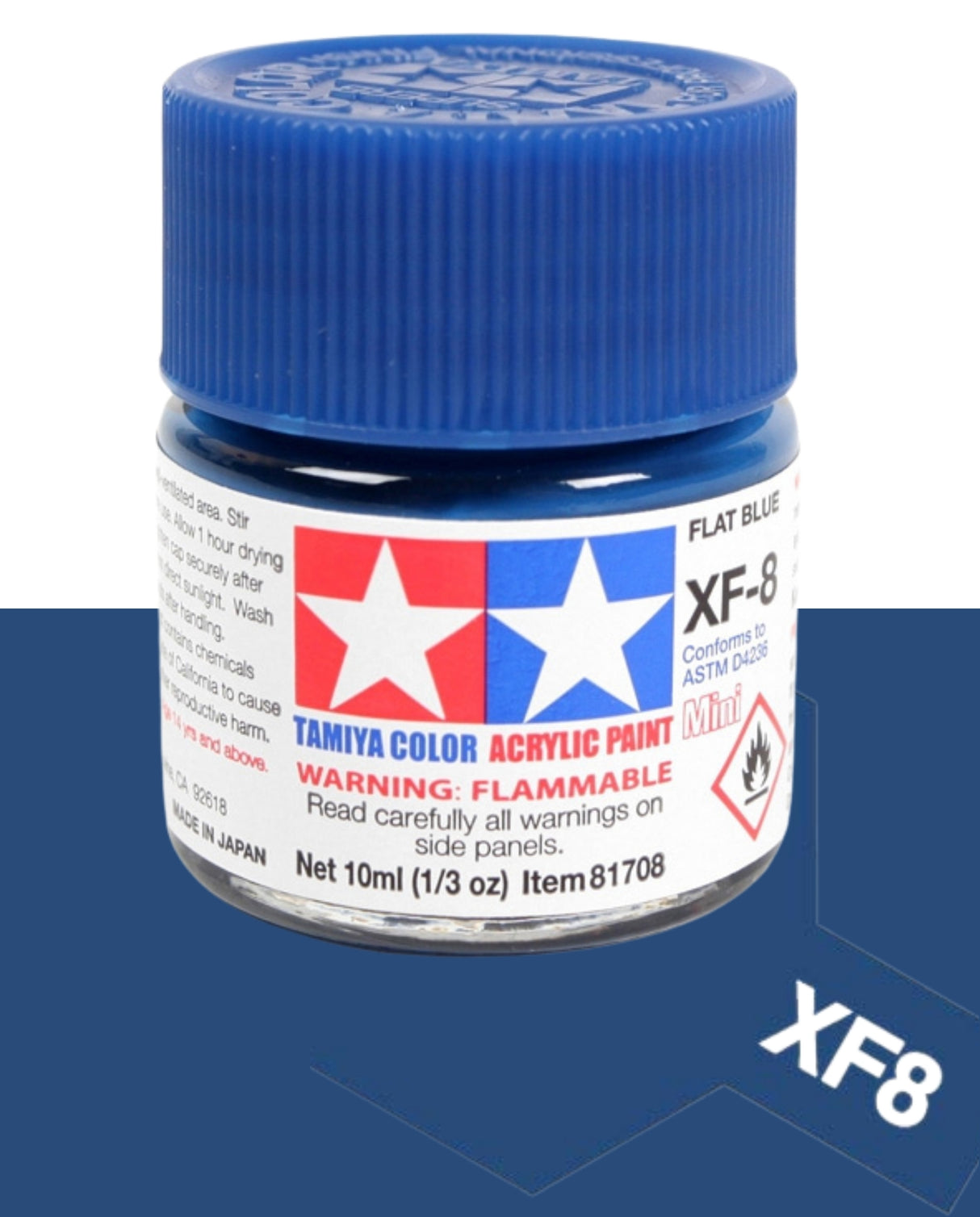Tamiya Acrylic Paint Mini 10ml : XF8 Flat Blue