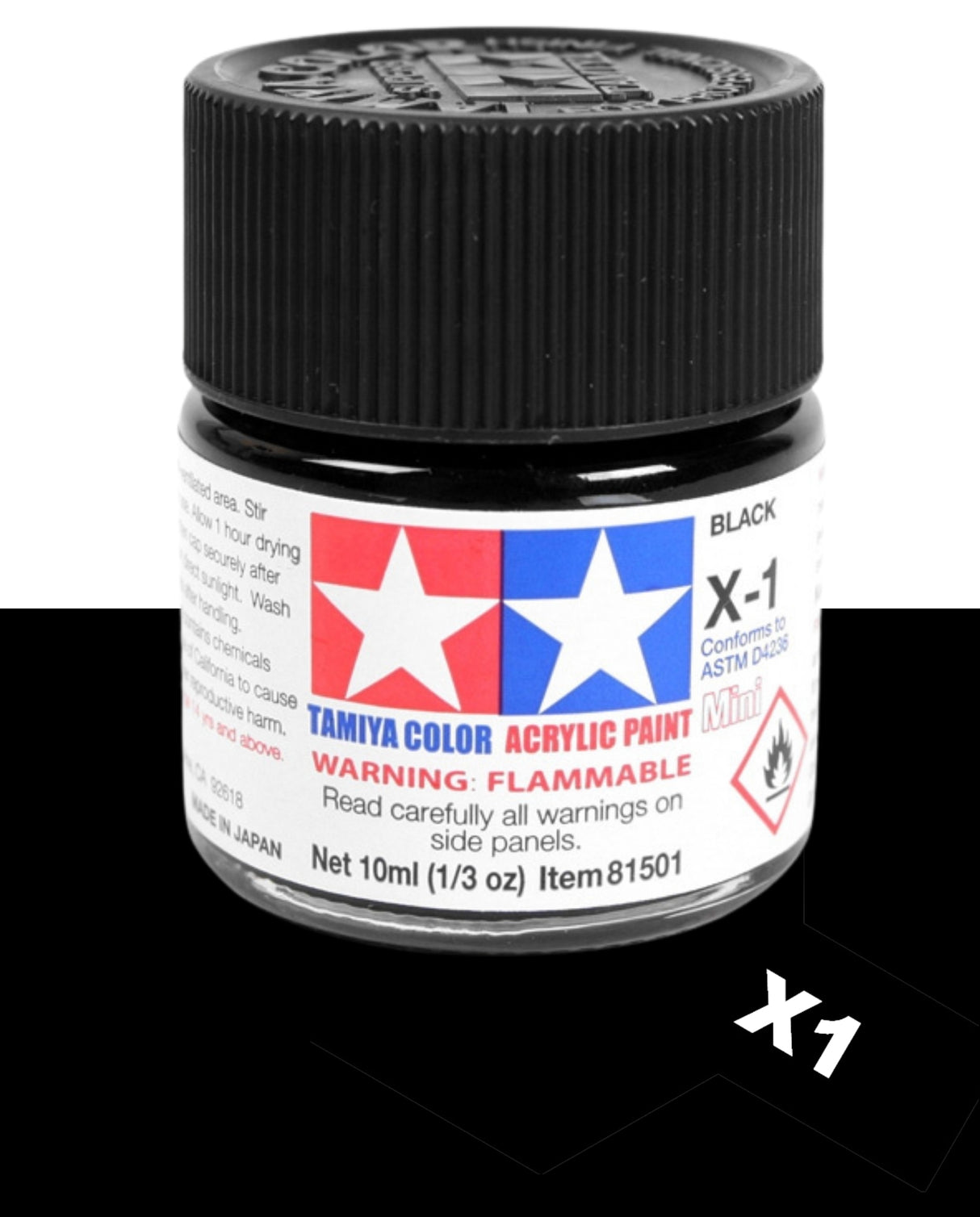 Tamiya Acrylic Paint Mini 10ml : X1 Black