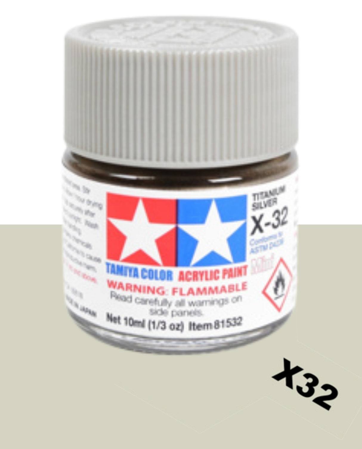 Tamiya Acrylic Paint Mini 10ml : X32 Titan Silver