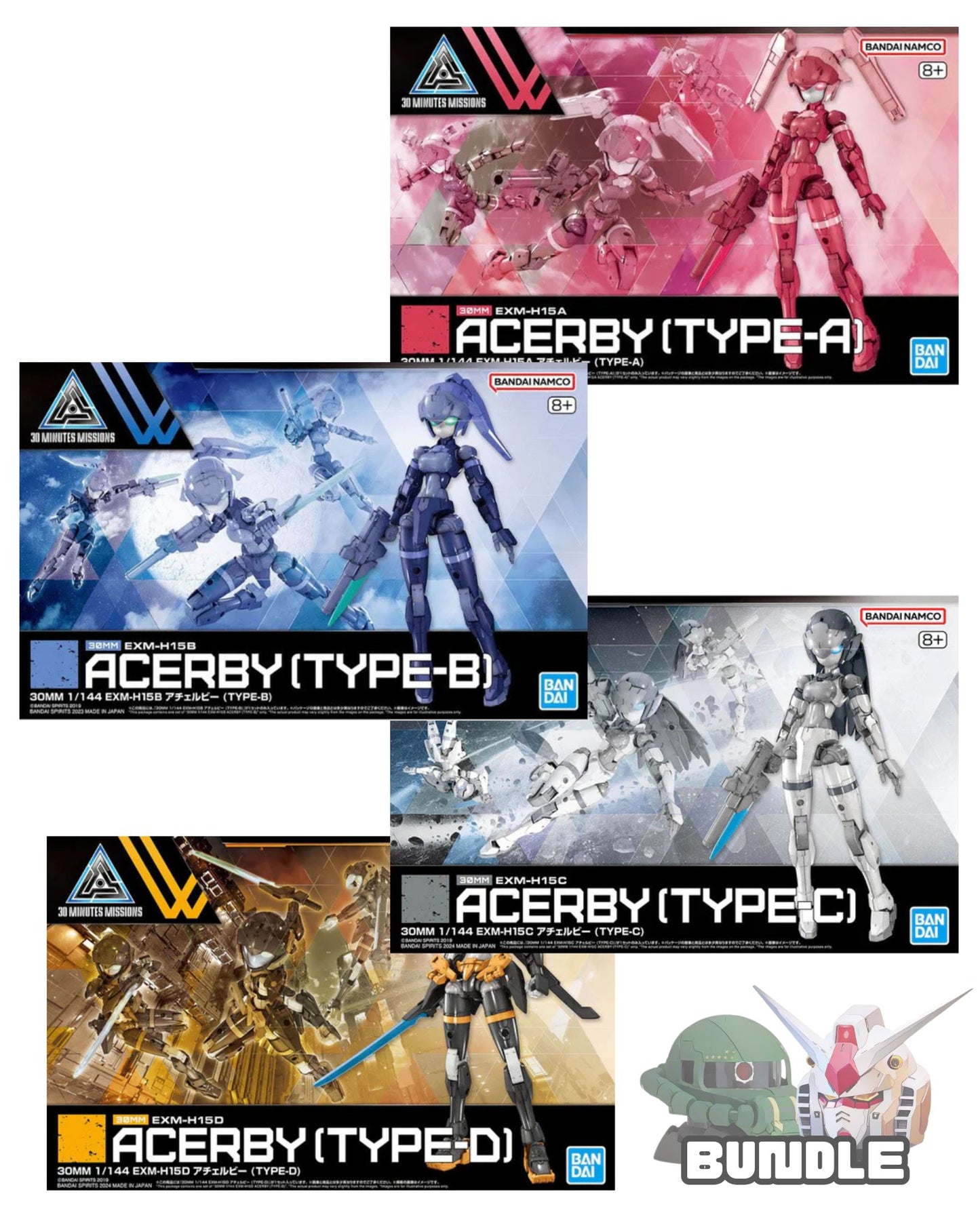 30MM 1/144 EXM-H15D Acherby 4 Kit Bundle A -> D