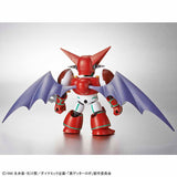 Red robot with bat-like wings on a gray background