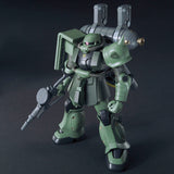 Green and gray robot model on a dark background