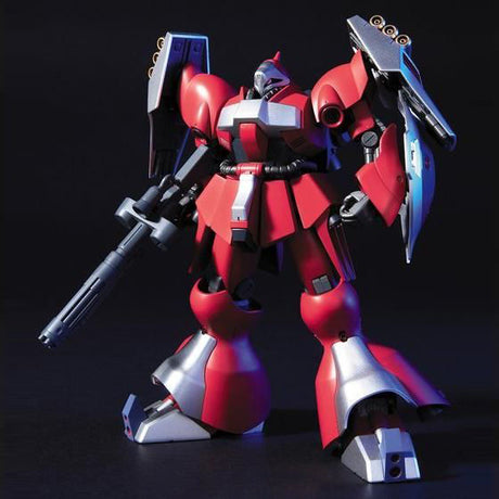 Red and silver robot model on a black background