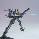 Mechanical model with a blue light effect on a gray background