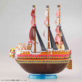 Model ship with detailed design on a gray background
