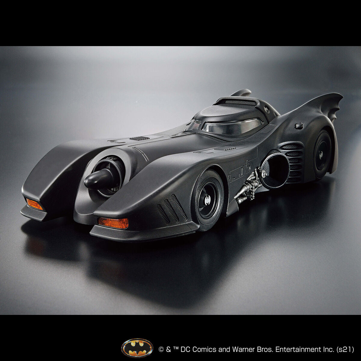 Batmobile model on a gray background