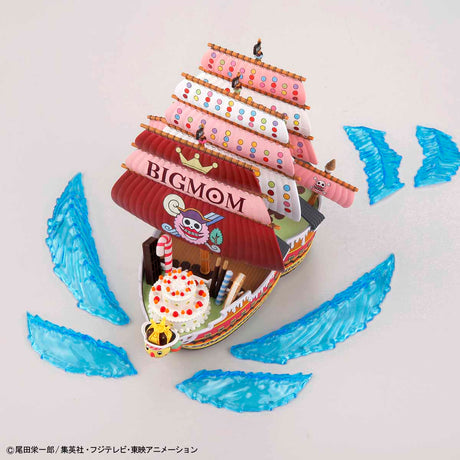 Model ship with 'BIGMOM' on a white background