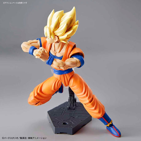 Action figure of a character in orange and blue outfit on a gray background