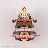 Three-tiered decorative stand with colorful design on a white background