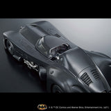 Gray Batmobile model on a black background