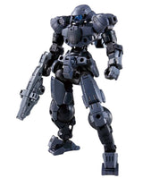 A dark gray mecha robot action figure or model, posed dynamically with one leg forward and holding a weapon, set against a plain white background.