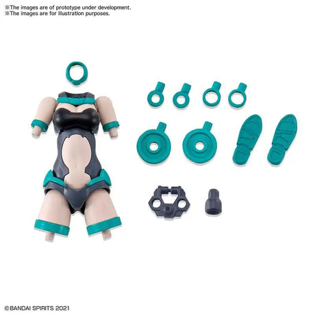 Toy figure assembly set with parts on a white background, featuring BANDAI SPIRITS branding.