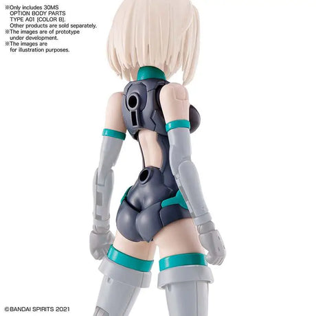 Toy figure with gray and teal design on a white background