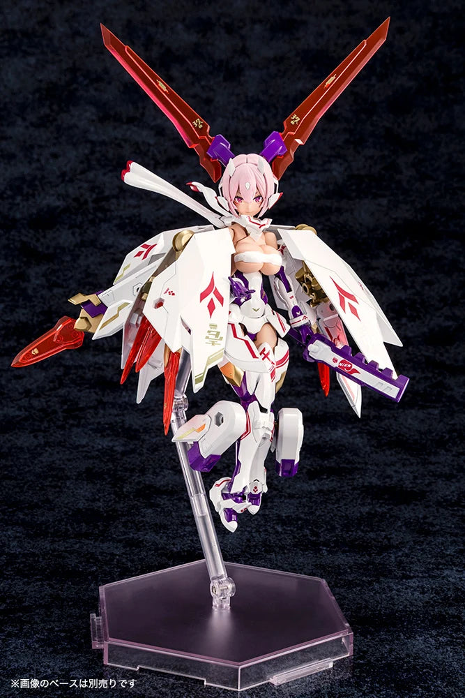 Anime character figurine with red and white armor on a dark background