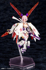 Anime character figurine with red and white armor on a dark background
