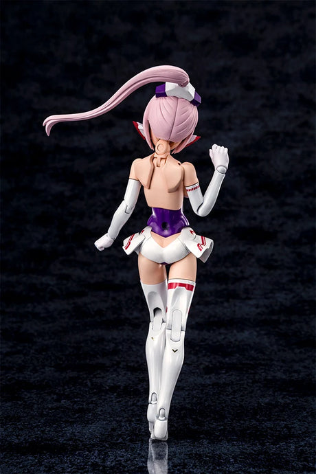 Action figure with pink hair and white outfit on a dark textured background