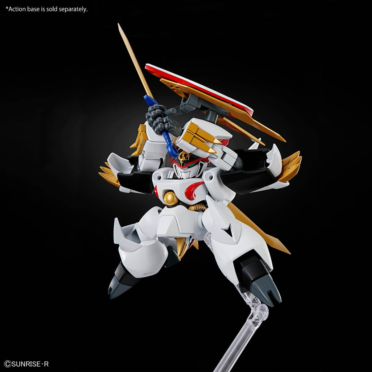 Model kit of a robot with samurai armor on a black background