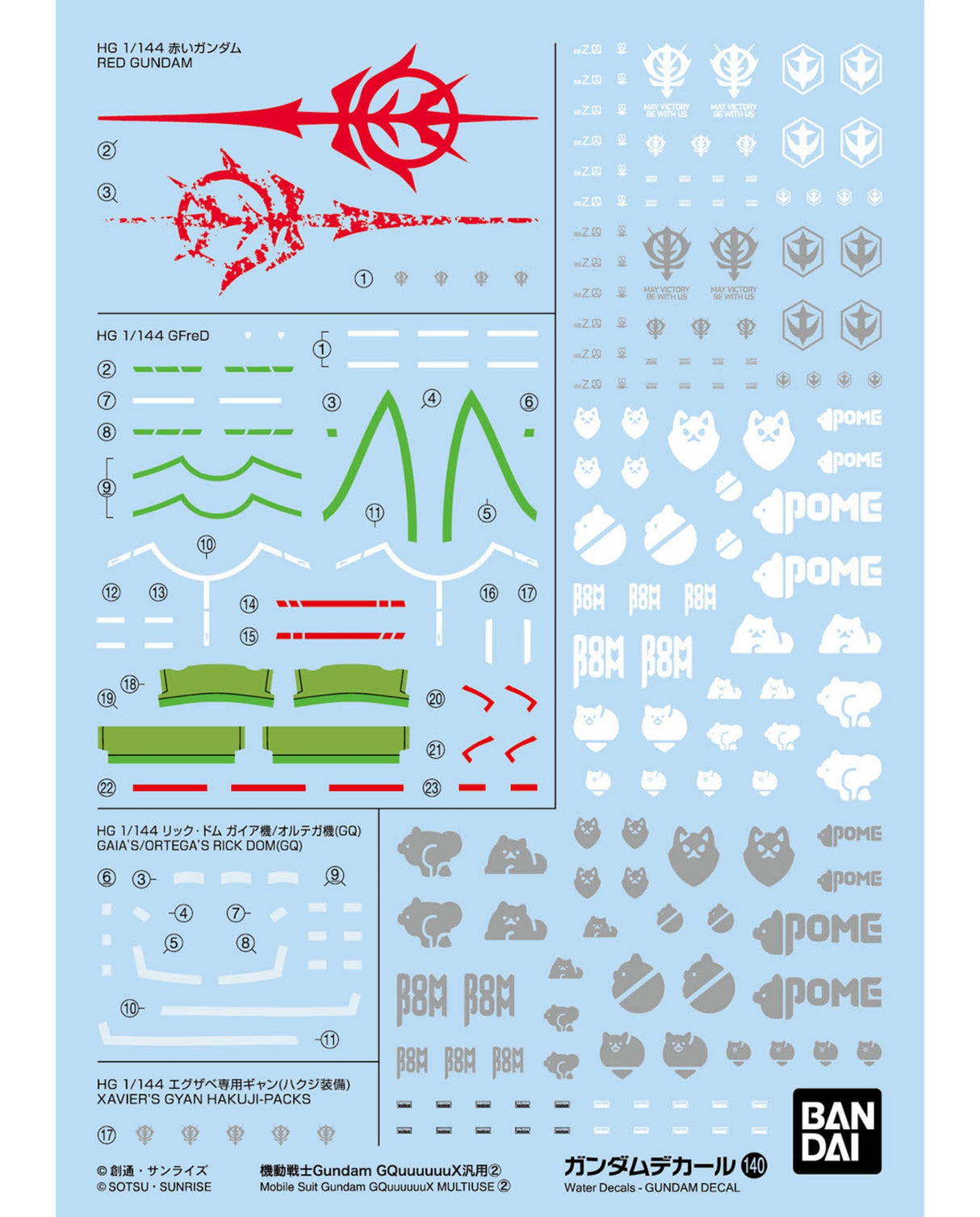 Gundam Decal No. 140 Mobile Suit Gundam GQuuuuuuX General Purpose 2