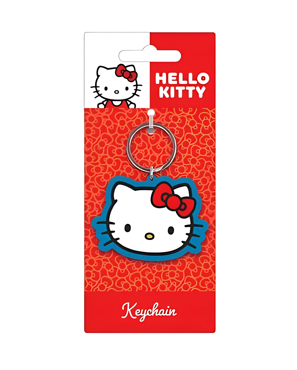 PVC White Hello Kitty face on a red hanger card