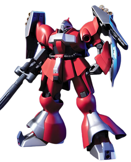 A red and silver mecha robot figure holding a large black weapon, shown against a plain white background.
