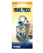 keychain of the going merry pirate ship on a graphic hanging card