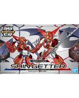 Bandai SD Gundam C9 Shin Getter box art packaging featuring two red and silver mecha robots with green accents on a stylized gray and blue background.