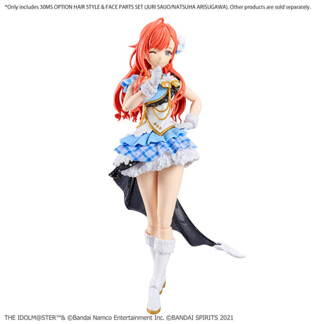 Action figure with red hair and a blue checkered dress on a white background