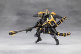 Black and yellow robot action figure on a gray background