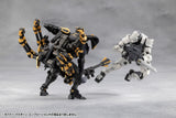 Two robot action figures, one black and yellow, the other white and gray, on a gray background.