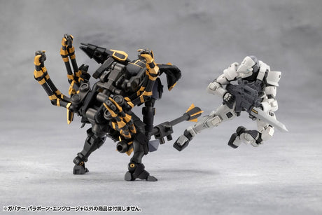 Two robot action figures, one black and yellow, the other white and gray, on a gray background.